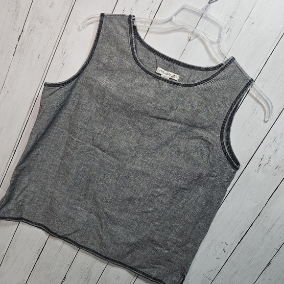 Vintage Mureli Women's Gray 100% Cotton Sleeveless Tank Top Size Large Lagenlook - Picture 2 of 5